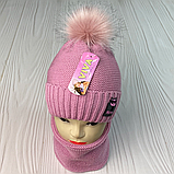 М 91039. Комплект зимовий для дівчинки шапка  й баф "MEOW" , різні кольори (2-6 років), фото 4