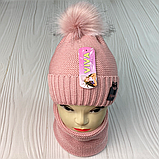 М 91039. Комплект зимовий для дівчинки шапка  й баф "MEOW" , різні кольори (2-6 років), фото 7
