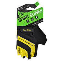 Велоперчатки Grey's GR18343 с короткими пальцами и гелевыми вставками, черно-желтые L