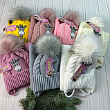 М 91040. Комплект зимовий для дівчинки шапка із зав'язками й баф, різні кольори (1-5 років), фото 9