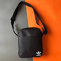 Сумка Adidas черного цвета / Мужская спортивная сумка через плечо Адидас / Барсетка Adidas