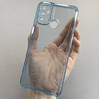 Чехол для Oppo A33 силиконовый чехол с блестящей рамкой на телефон оппо а33 голубой l6t