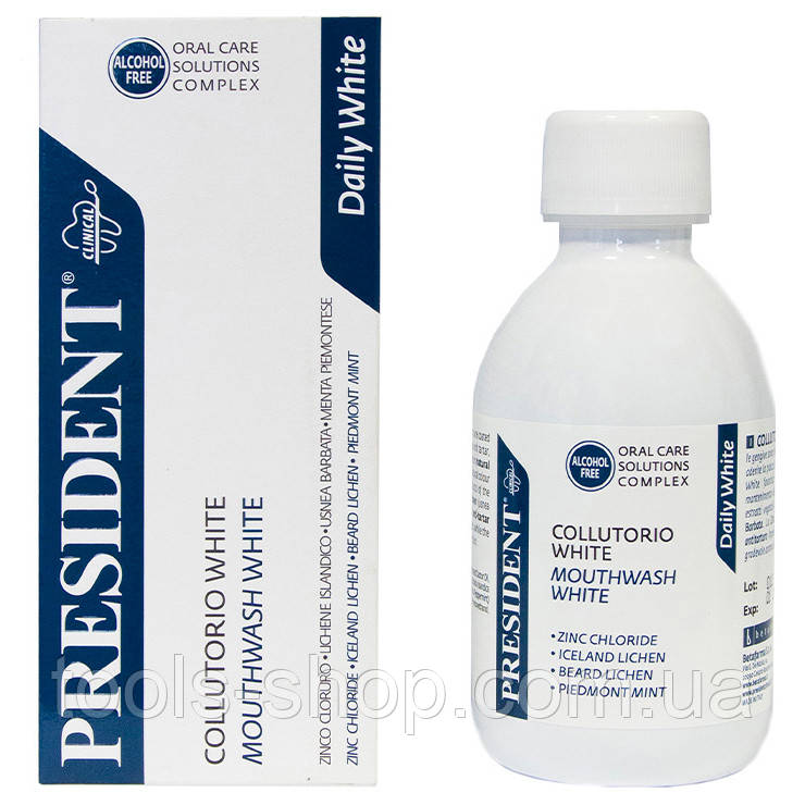 Ополіскувач для порожнини рота PresiDENT White Plus для відновлення білини зубів, фото 1