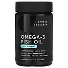 Sports Research, риб’ячий жир з омега-3, потрійна сила, 1250 мг, 90 капсул