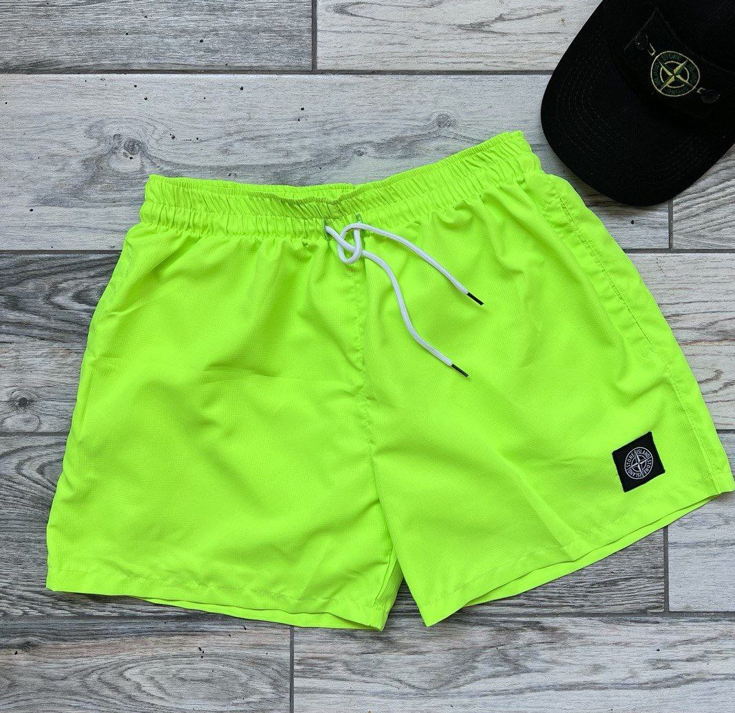 Купальні шорти чоловічі пляжні дял плавання брендові Stone Island літні короткі зелені Туреччина. Живе фото