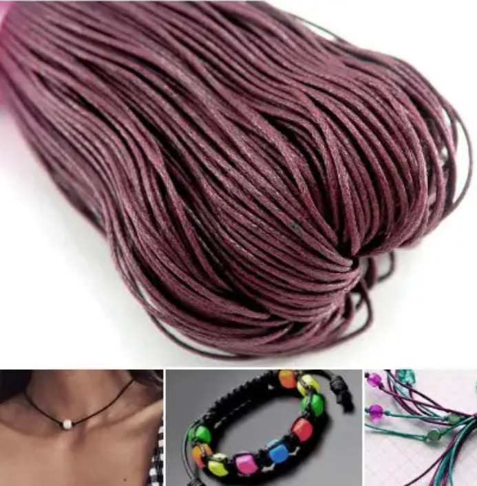 Вощений шнур 1 мм, темно-бордовий (5 м)