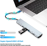 USB-розгалужувач для MacBook Type-C на 8-Port USB TypeC 3.0 Mini Hub SD, TF, RJ 45, фото 3