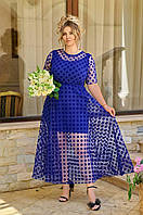 Красивое вечернее длинное платье Ткань:сетка флок Размер: 50-52,54-56,58-60