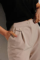 Женские брюки бежевые с защипами внизу (S)