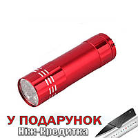 Ультрафіолетовий світлодіодний ліхтарик, 9 світлодіодів Червоний
