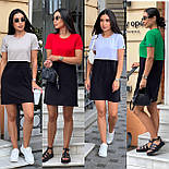 Коротке двоколірне плаття футболка приталеного фасону з короткими рукавами ( р. 42-50) 52035326, фото 3