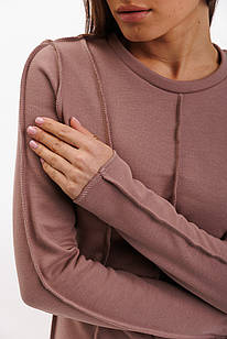 Трикотажне коротке плаття кавове зі швами назовні