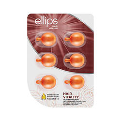 ОРИГІНАЛ! ІНДОНЕЗІЯ! Олія для волосся Ellips з вітамінами, женьшенем та медом «Життєва сила», 6x1мл