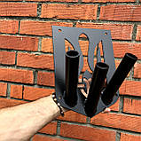 Тримач у формі герба фасадний для трьох прапорів вуличний зі сталі, чорний, фото 3