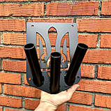Тримач у формі герба фасадний для трьох прапорів вуличний зі сталі, чорний, фото 4