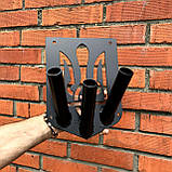 Тримач у формі герба фасадний для трьох прапорів вуличний зі сталі, чорний, фото 2