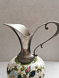 Порцеляновий глечик ваза з олов'яним верхом Німеччина, фото 4
