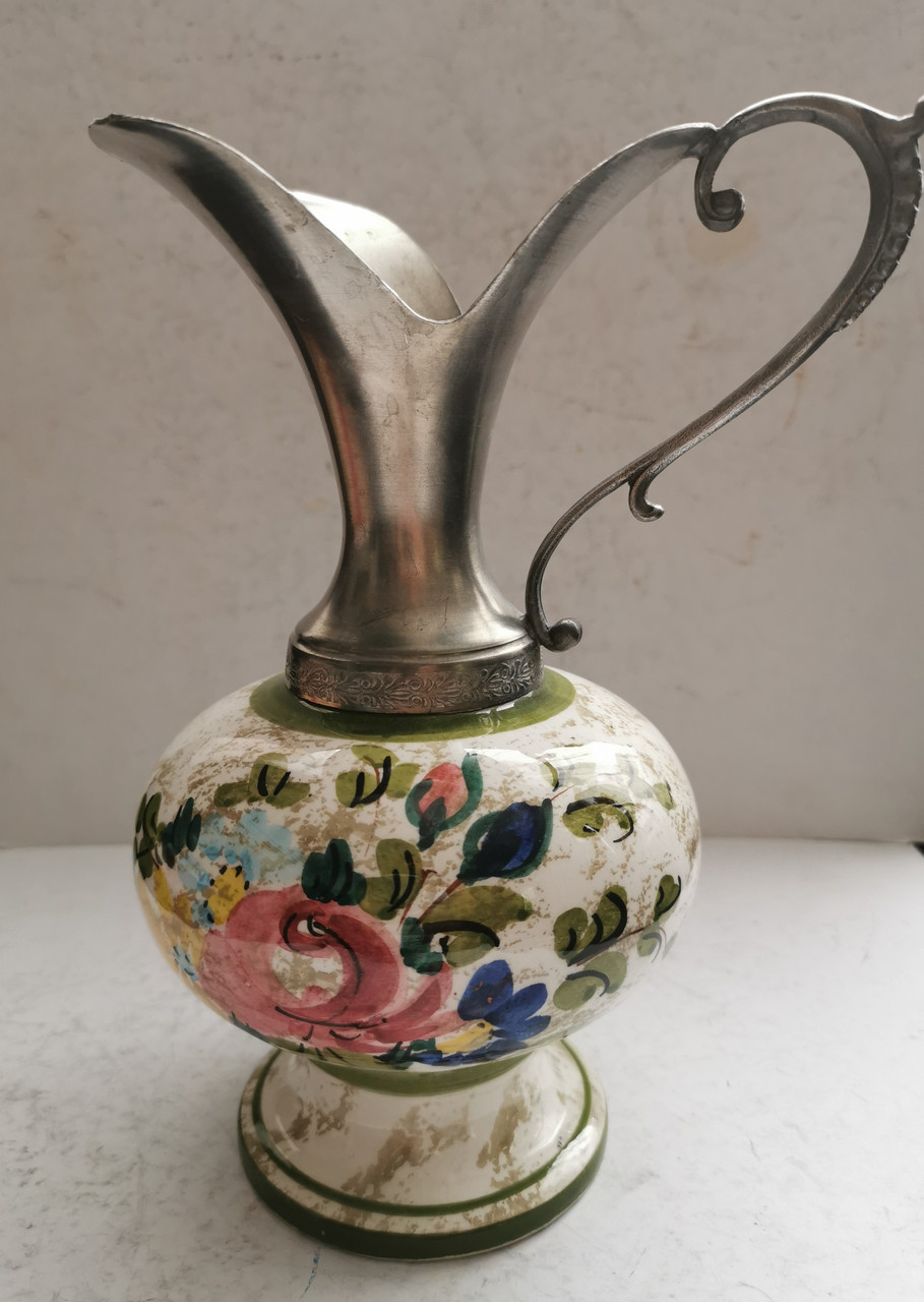 Порцеляновий глечик ваза з олов'яним верхом Німеччина