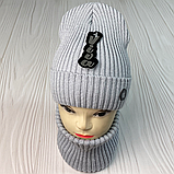 М 91054 Комплект для дівчинки-підлітка шапка будиночок і снуд "ЯБЛУКО" 3-15 років, різні кольори, фото 7