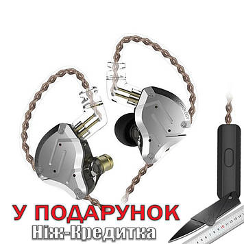 Гарнітура KZ ZS10 PRO 4BA + 1DD HIFI металева З мікрофоном Чорний