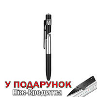Ручка з підставкою для телефону стилус ліхтарик 4 в 1 Чорний