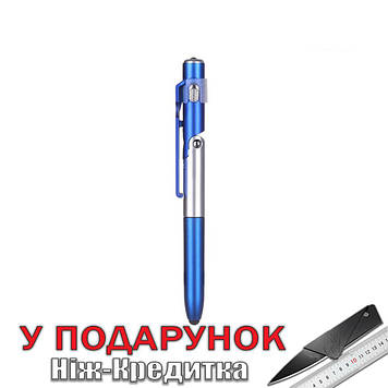 Ручка з підставкою для телефону стилус ліхтарик 4 в 1  Синій