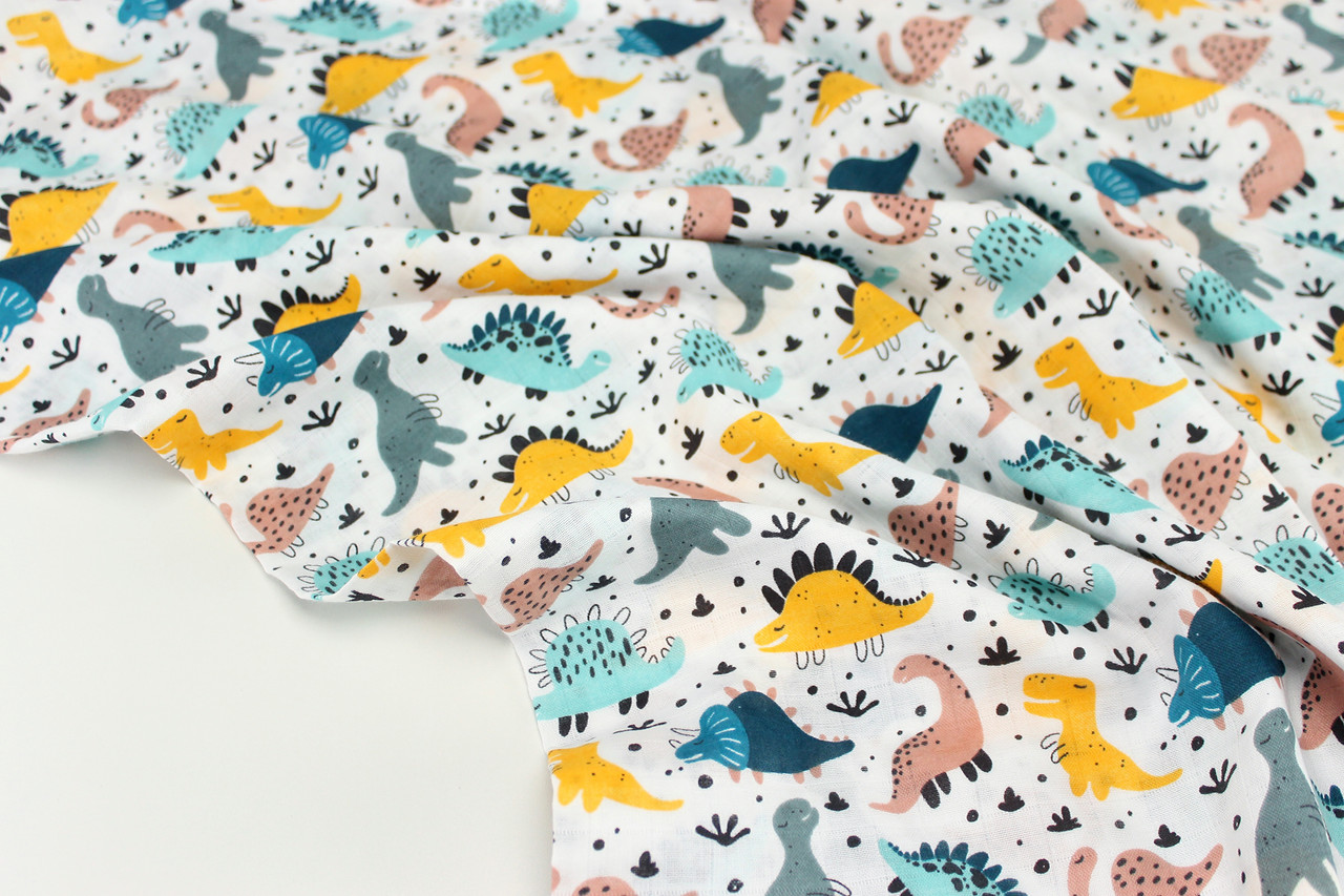 Муслін клітина "Маленькі динозаври" на білому тлі № 3-3082, фото 1