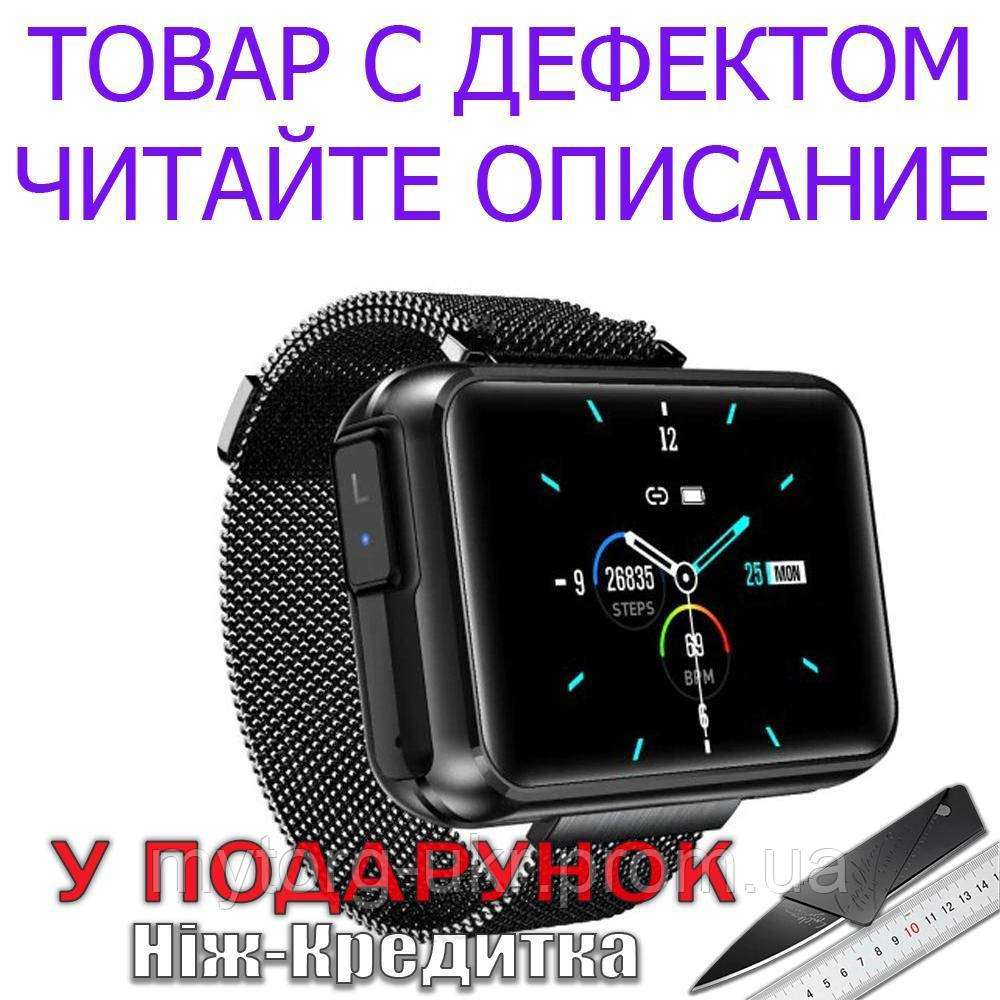 Товар имеет дефект! Умные часы Lemfo Bluetooth Наушники пульсометр измерение давления Уценка! №2033 Уцінка!  Чорний