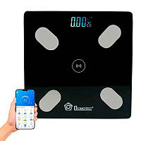 Смарт весы напольные электронные Domotec MS-2017A с приложением на телефон до 180 кг черные