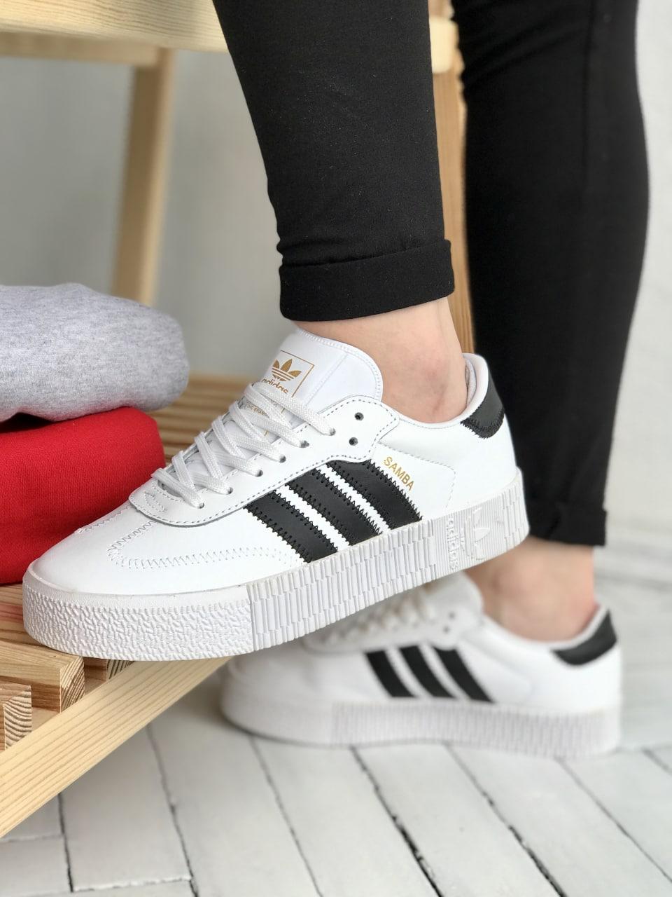 Adidas sambarose white black clearance