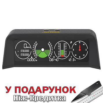 Автомобільний бортовий комп'ютер AUTOOL X90 GPS (спідометр, кренометр, інклінометр, альтиметр, компас, HUD) У прикурювач Чорний