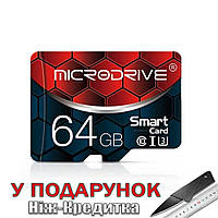 Карта памяти Microdrive с SD адаптером class 10 64Gb Черный