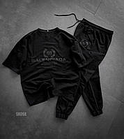 Мужской летний костюм оверсайз Balenciaga Футболка + Штаны черный Спортивный костюм на лето