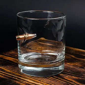 Сувенірна Склянка для віскі з кулею, прозора 250 мм.