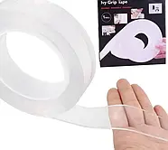 Багаторазовий двосторонній кріпильний скотч Ivy Grip Tape 3 м Нано стрічка прозора, фото 5