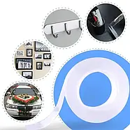 Багаторазовий двосторонній кріпильний скотч Ivy Grip Tape 3 м Нано стрічка прозора, фото 8