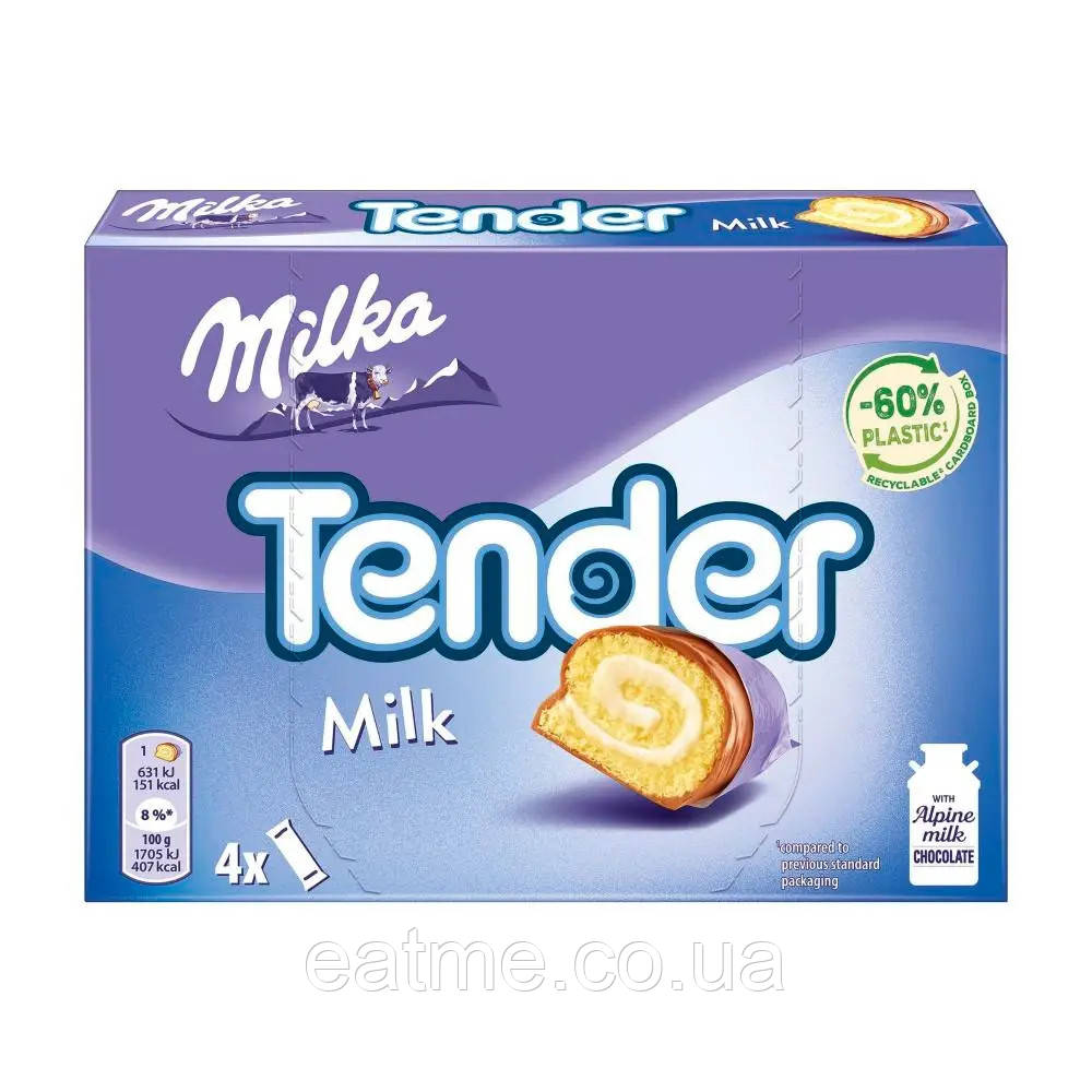 Milka Tender Бисквиты со сливочной начинкой в молочном шоколаде 148g - фото 1 - id-p1878043222