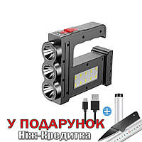 Фонарик LED +COB Темно-серый