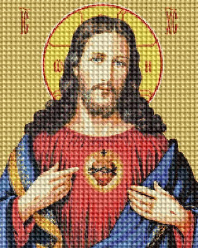 Алмазная вишивка Brushme Серце Ісуса (DBS1090, На підрамнику) 40х50 см