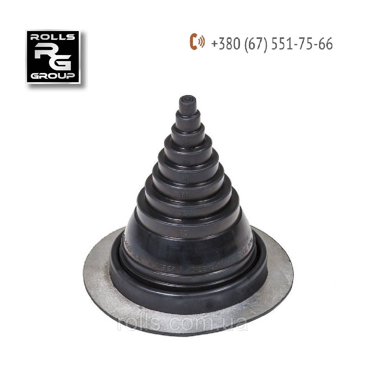 ЕПДМ Ущільнювач з притискним фланцем, антенний прохід кабелю, труб DN12-90, Roofseal-1, фото 1