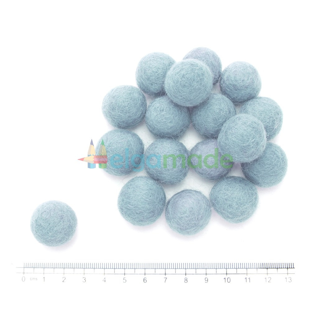Кулька з вовни СВІТЛО-БЛАКИТНИЙ, 2 см, 1 шт, фото 1