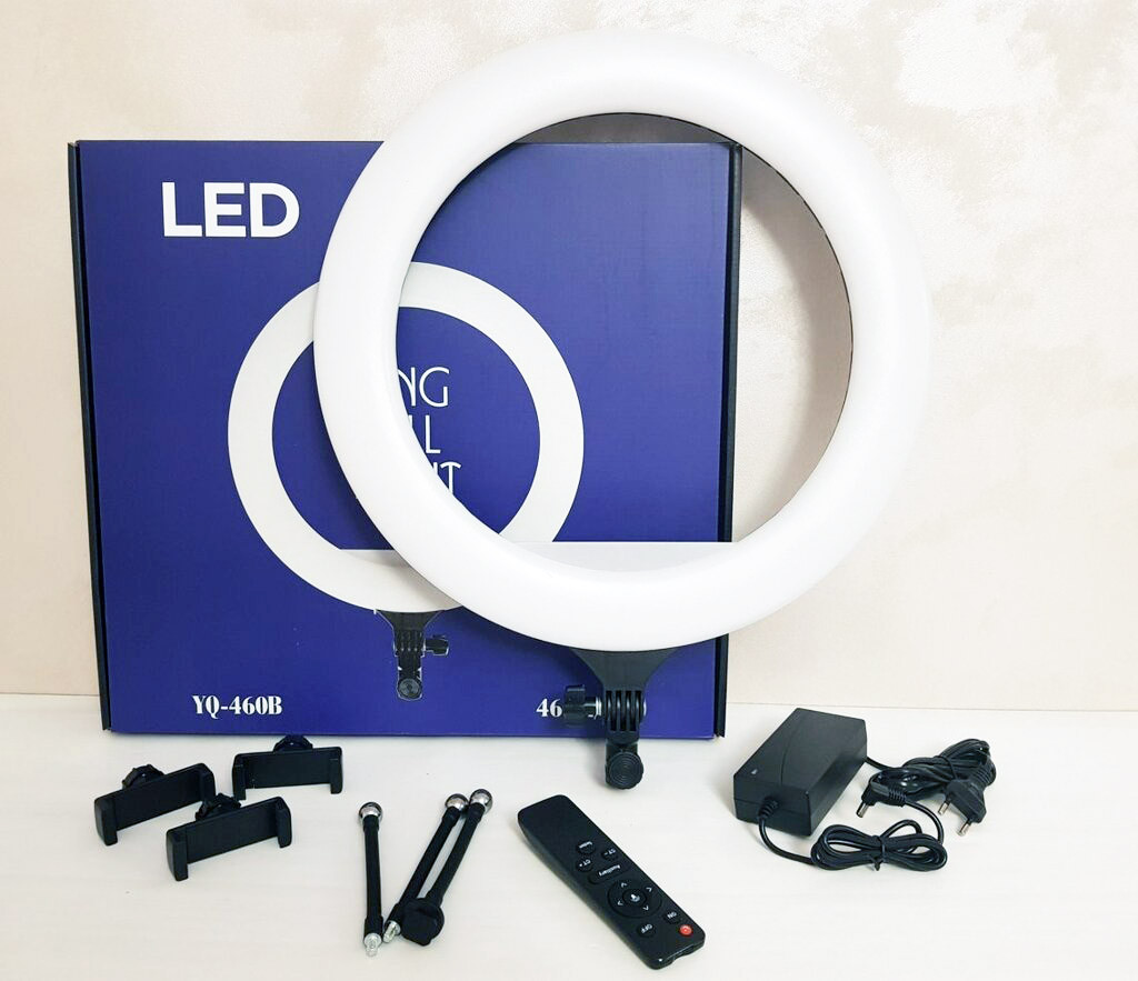 Кільцева LED лампа YQ-460B 45см 220V 3 крепл.тел. + пульт