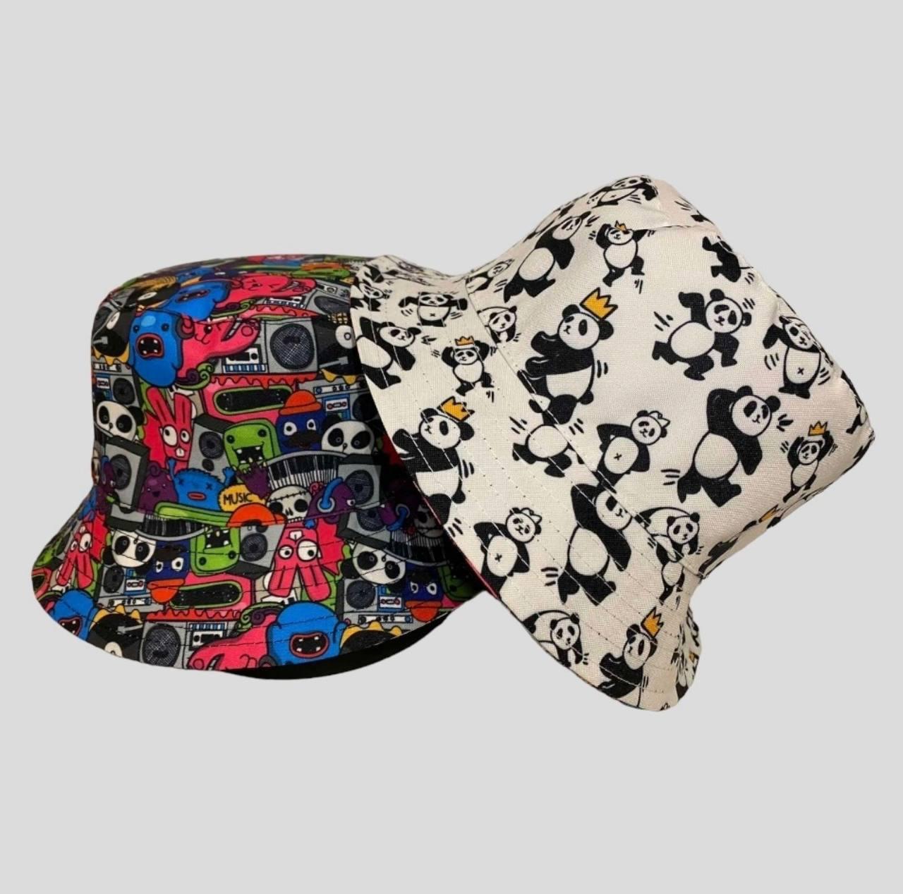 Двостороння літня панама Унісекс (Розмір М) з різноманітними принтами, Біла/Мульті