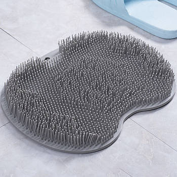 Масажний нековзний килимок для душу, Сірий / Силіконовий килимок для ніг / Настінний антиковзний килимок