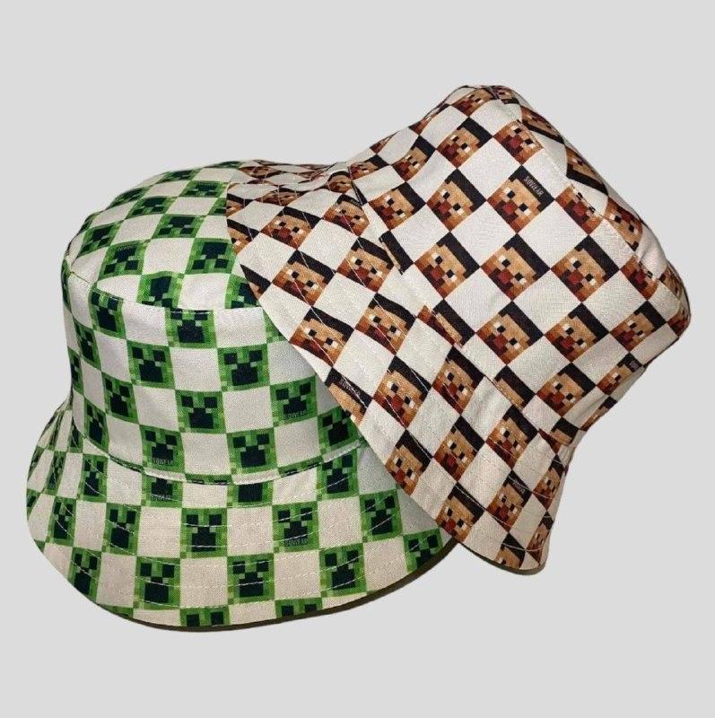 Двостороння літня панама Унісекс (Розмір М) МАЙНКРАФТ, Біла