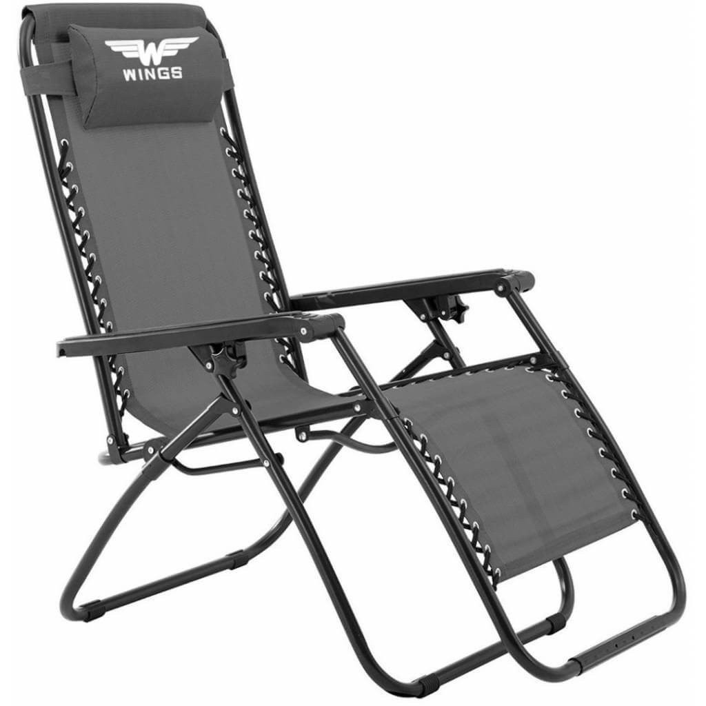Шезлонг лежак Wings 163см сірий