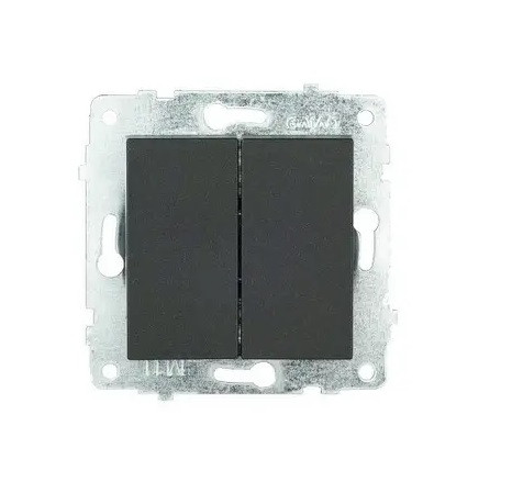 Механізм вимикача 2-го врізн.10A 220V IP20 Ovivo Grano чорний (600-000217-202), фото 1