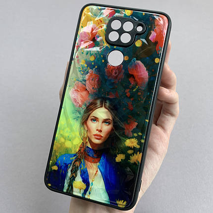 Чохол для Xiaomi Redmi Note 9 Ladies дівчинка з півоніями чохол на телефон сяомі редмі нот 9, фото 1