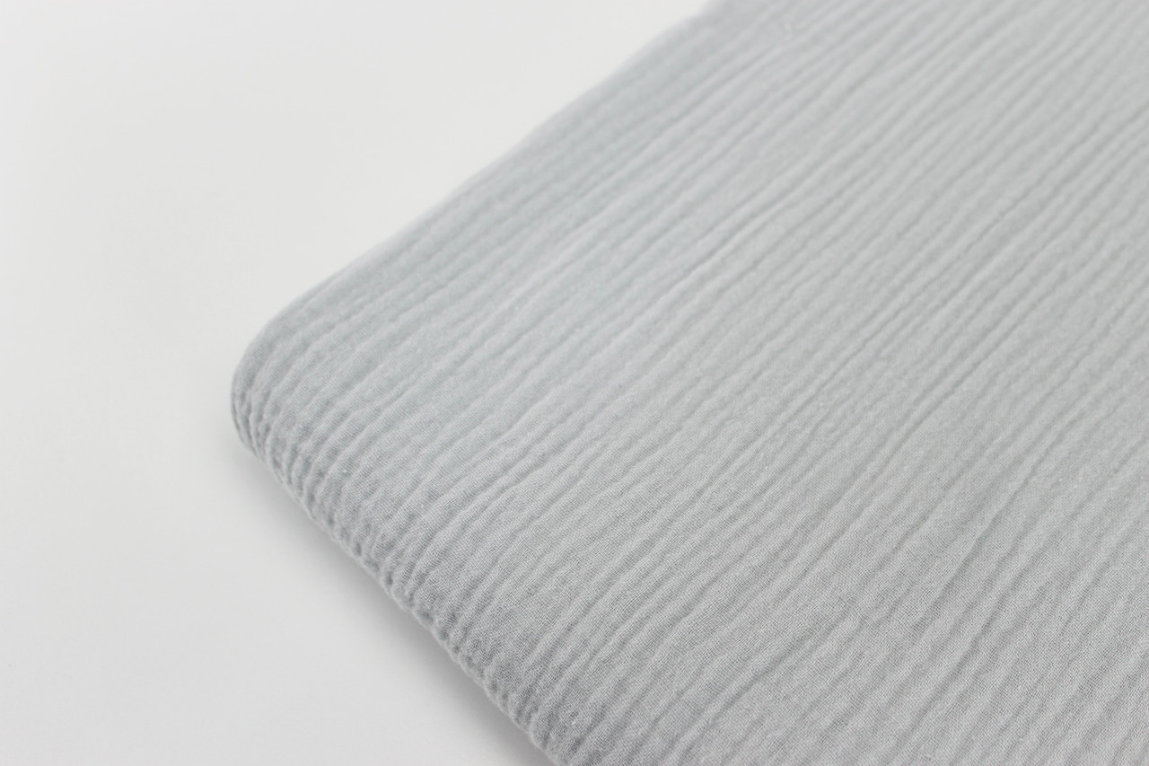 Лоскуток. Муслін однотонний двошаровий жатий, колір світло-сірий, No МЖ-3-84, 18*150 см, фото 1