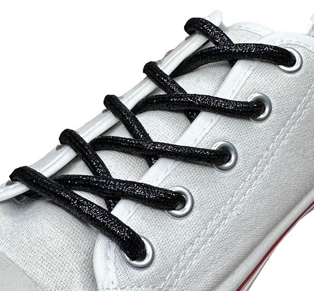 Шнурки для взуття круглі з люрексом 60см (5мм) Чорний